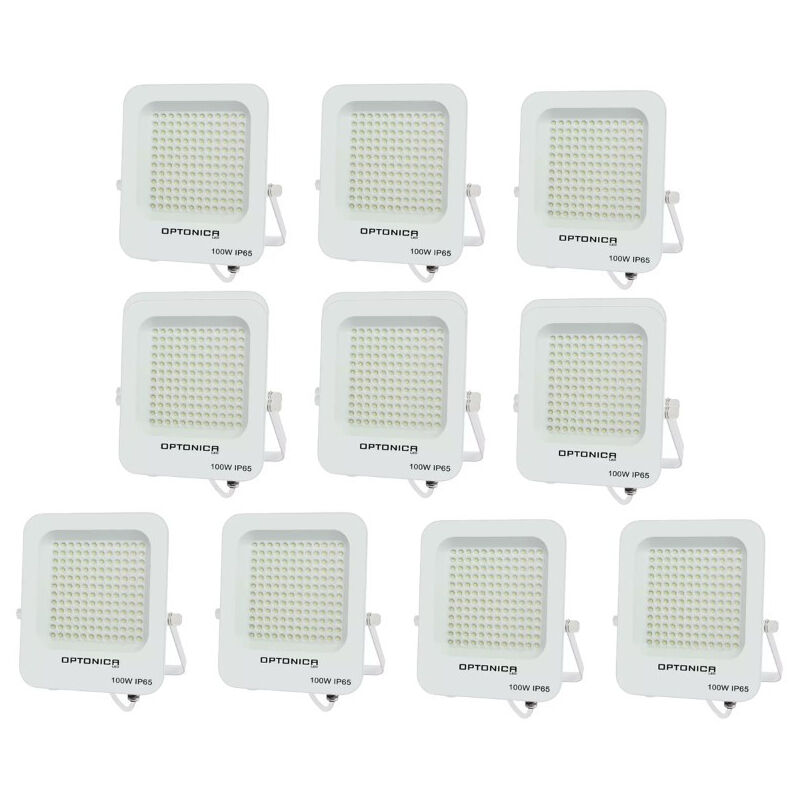 Lot de 10 Projecteurs led 100W Blanc Étanche IP65 9000lm 477W Blanc du Jour 6000K