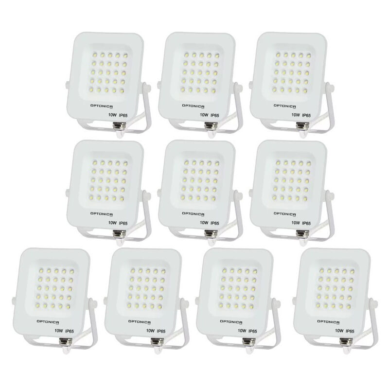 Lot de 10 Projecteurs led 10W Blanc Étanche IP65 900lm 66W Blanc du Jour 6000K