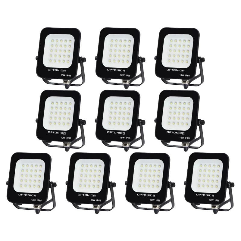 Lot de 10 Projecteurs led 10W Noir Étanche IP65 900lm 66W Blanc Naturel 4500K