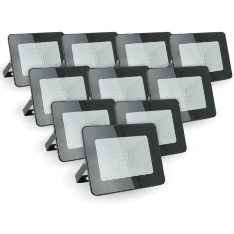 Lot de 10 projecteurs LED 20W IP65 extérieur  Température de Couleur: Blanc Froid 6000K