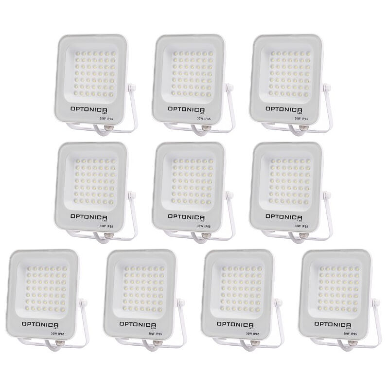 Lot de 10 Projecteurs led 30W Blanc Étanche IP65 2700lm 160W Blanc du Jour 6000K