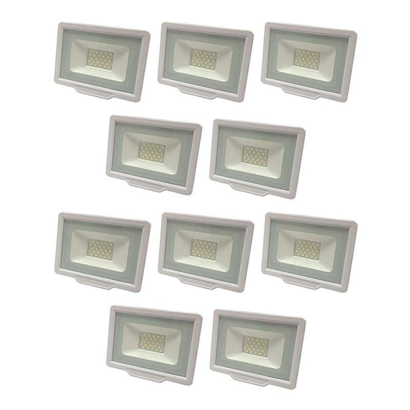 Lot de 10 Projecteurs led 50W (250W) Blanc Étanche IP65 4000lm - Blanc Chaud 2700K