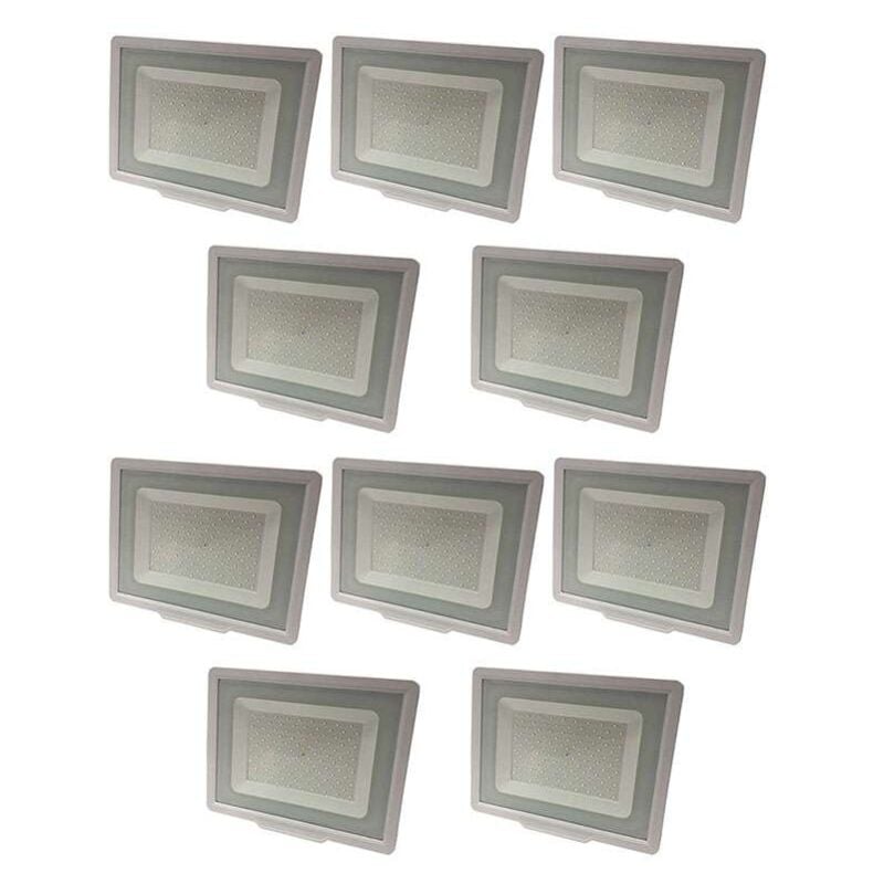 Lot de 10 Projecteurs led Blancs 100W (500W) IP65 8000 lumens - Blanc Chaud 2700K