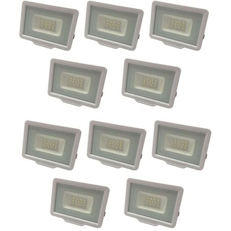 Lot de 10 Projecteurs LED Blancs 20W (100W) Étanche IP65 1600lm - Blanc Chaud 2700K