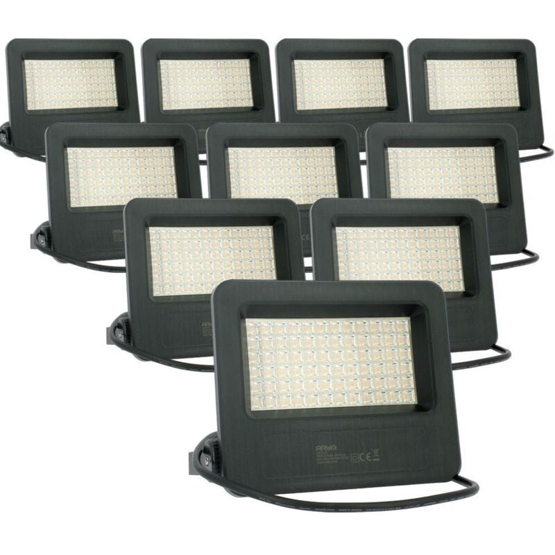 Lot de 10 Projecteurs led Extérieur 50W IP65 4500 Lumens strong Température de Couleur: Blanc chaud 2700K
