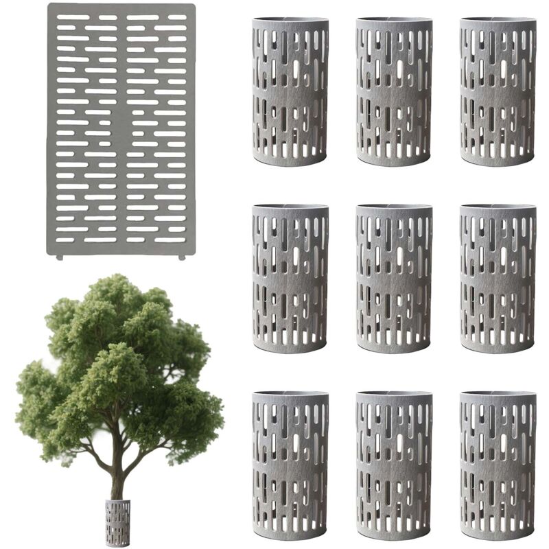 Lot de 10 Protecteurs De Tronc d'arbre de Plantes Réglables en Plastique D'écorce d'arbre Protecteur pour Semis,38 x 25 cm,gris