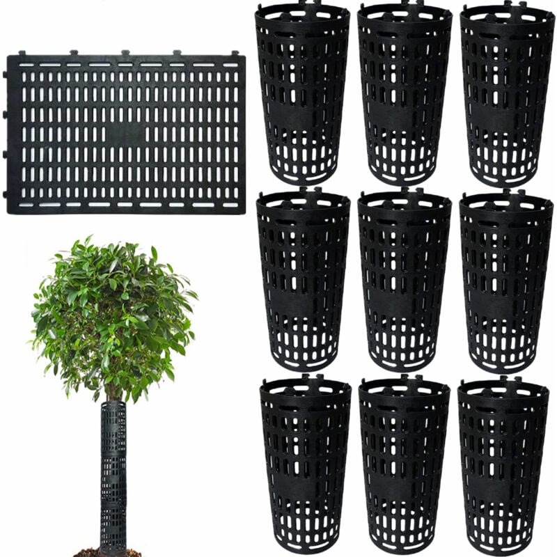 Lot de 10 Protecteurs De Tronc d'arbre de Plantes Réglables en Plastique D'écorce d'arbre Protecteur pour Semis,38 x 25 cm,noir