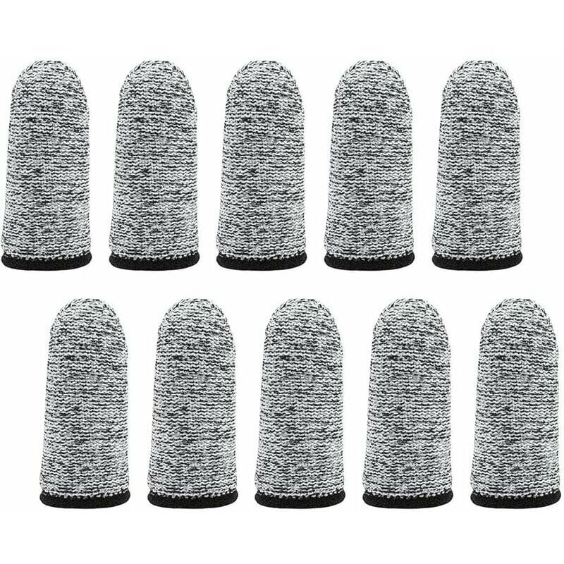 Lot de 10 protège-doigts réutilisables et résistants aux coupures - Pour travail de cuisine, sculpture (gris) - silver black