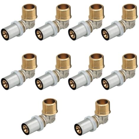 Lot de 10 raccords coudés 3/4 M20 multicouche à sertir RBM profil TH-H-U-B-F