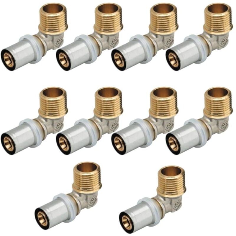 Lot de 10 raccords coudés 1/2 M16 multicouche à sertir RBM profil TH-H-U-B-F