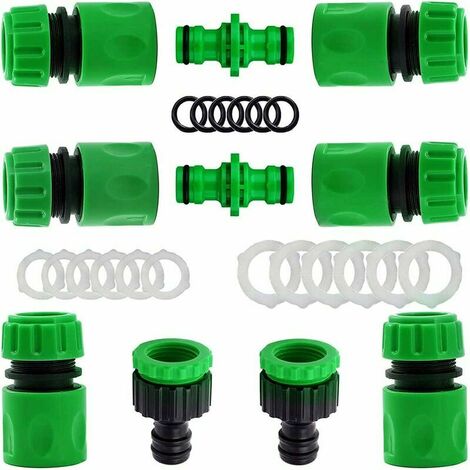 Lot de 10 Raccords d'arrosage Rapides Ensemble pour Tuyau d'arrosage (6Pcs 1/2" Tuyau Rapides Raccord,2Pcs Double connecteur,2Pcs Connecteur Nez de Robinet)