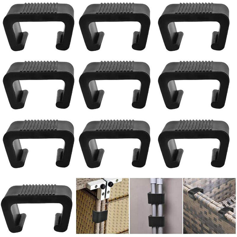 Lot de 10 raccords de meubles de jardin en polyrotin extra solides - Clips pour meubles de jardin