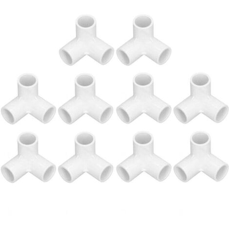 Lot de 10 raccords de tuyauterie PVC 3 voies – Coude 90° – Diamètre intérieur 20mm – Pour conduites d'eau et meubles