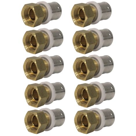Lot de 10 raccords multicouche à sertir femelle écrou libre (15/21) 1/2" - Ø20x2,0 - MULTIPEX