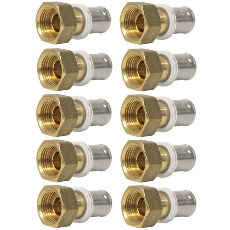 Lot de 10 raccords multicouche à sertir femelle écrou libre (15/21) 1/2' - Ø16x2,0-MULTIPEX