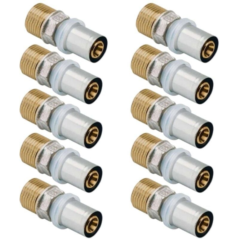 Lot de 10 Raccords Multicouche à sertir Mâle RBM profil TH-H-U-B-F Diamètre 1/2" M 20