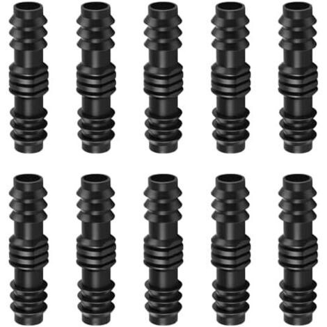 Lot de 10 raccords tuyau arrosage en plastique barbelé noir 13 mm, droits pour irrigation goutte à jardin, système d'arrosage - Coupling(10pcs)