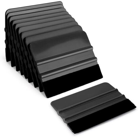 Lot de 10 Raclettes Avec Bord en Feutre - Pour Voiture, Meubles, Fenêtre, Film Teinté et Adhésif - Kit d'Outils de Pose 4 Pouces (Noir)