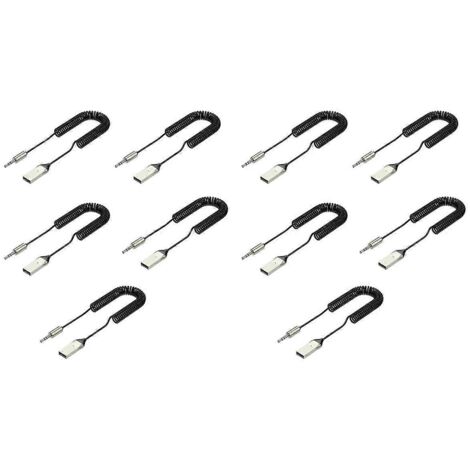 Lot de 10 récepteurs audio Bluetooth USB vers prise jack 3,5 mm, noir