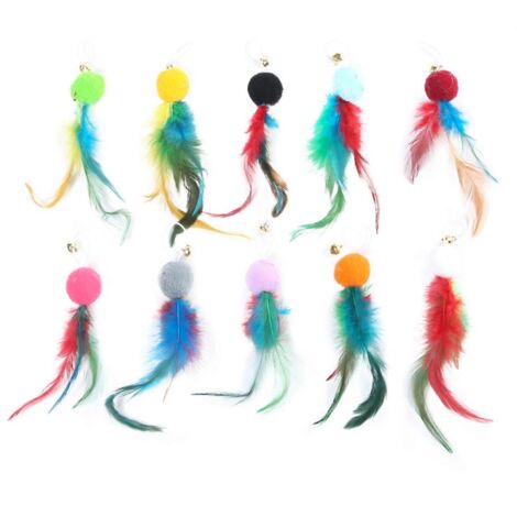 Lot de 10 recharges de plumes avec clochette pour attrape-chats interactif
