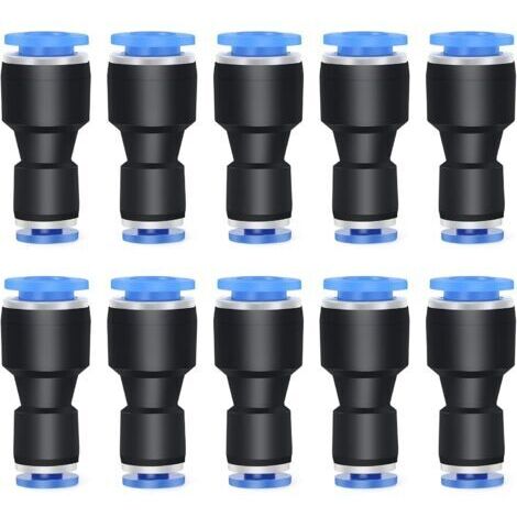 Lot de 10 réducteurs de tube droit de 8 mm de diamètre extérieur x 6 mm de diamètre extérieur pour accessoires de connexion, raccords pneumatiques, connecteur réducteur de tuyau