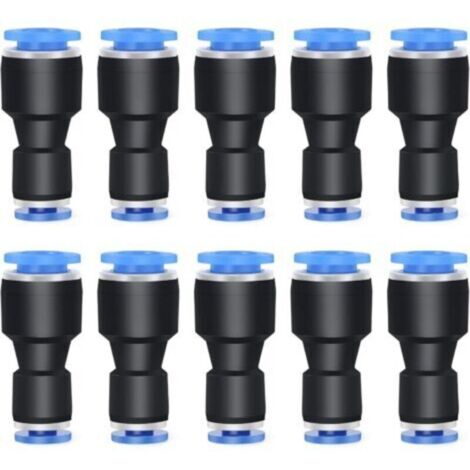 Lot de 10 réducteurs de tube droit de 8 mm de diamètre extérieur x 6 mm de diamètre extérieur pour accessoires de connexion, raccords pneumatiques, connecteur réducteur de tuyau