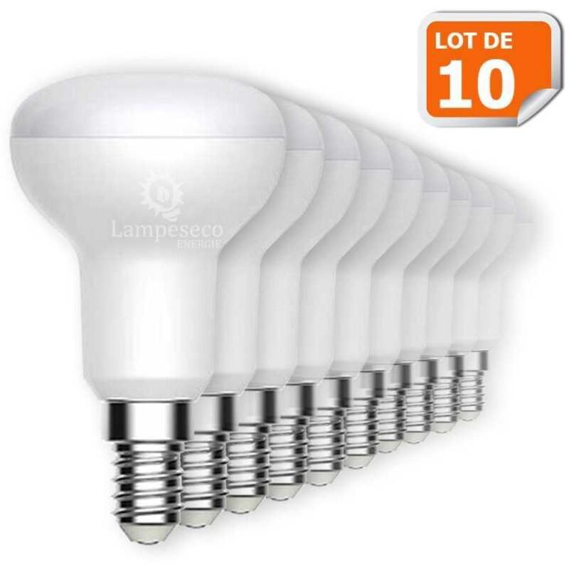 Lot de 10 Réflecteur R50 LED Culot E14 6W eq. 50W Blanc Chaud 3000K Lot de 10 Réflecteur R50 LED Culot E14 6W eq. 50W Blanc Chaud 3000K