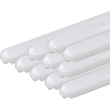 Lot de 10 Réglettes LED étanches 120cm 36W IP65 Interconnectable - Blanc froid 6000K