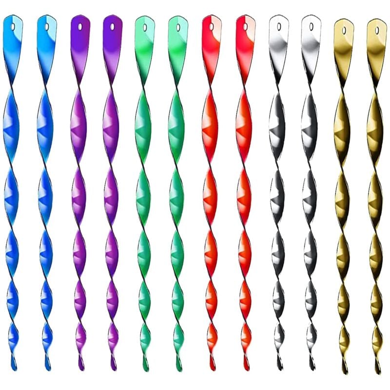 Lot de 10 répulsifs réfléchissants avec 2 disques laser, spirale anti-vent, répulsif pour oiseaux, décoration de balcon et de jardin, carillon