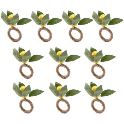 Lot de 10 ronds de serviette en faux citronnier pour mariage, dîner, banquet