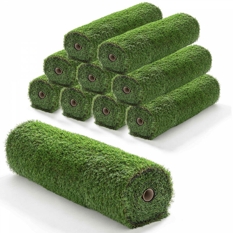 Lot de 10 rouleaux de gazon synthétique 30mm 5x1m