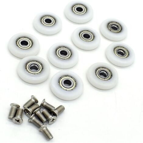 - Lot de 10 roulettes de rechange pour porte de douche - Diamètre : 22 mm