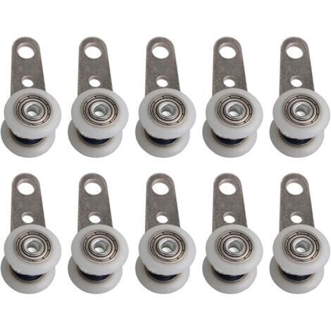 Lot de 10 roulettes métal-plastique – Roulements – Dimensions 45x19 mm – Portes coulissantes et baies vitrées