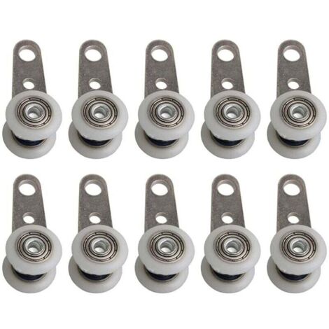 Lot de 10 roulettes pour baie vitrée ou porte coulissante – métal et plastique – 4,5 x 1,9 cm