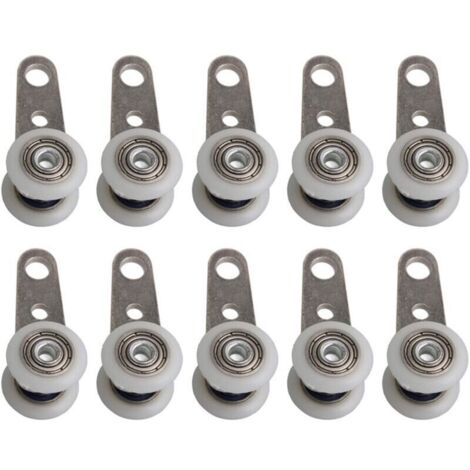 Lot de 10 roulettes pour baie vitrée ou porte coulissante – métal et plastique – 4,5 x 1,9 cm