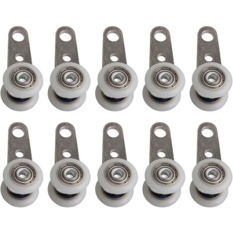 Lot de 10 roulettes pour baies vitrées et portes coulissantes – Métal et plastique – Roulements intégrés – Dimensions 4,5 x 1,9 cm
