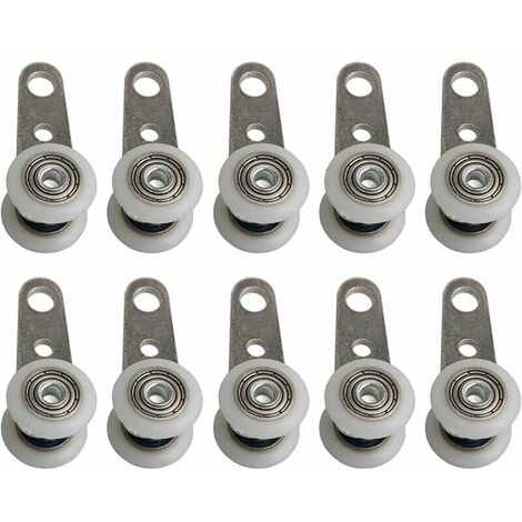 Lot de 10 roulettes pour baies vitrées ou portes coulissantes - en métal et en plastique - 4, 4 x 2, 3 cm