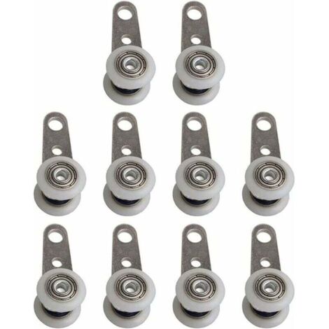 Lot De 10 Roulettes Pour Baies Vitrées Ou Portes Coulissantes - En Métal Et En Plastique - 4 X 1,9 Cm