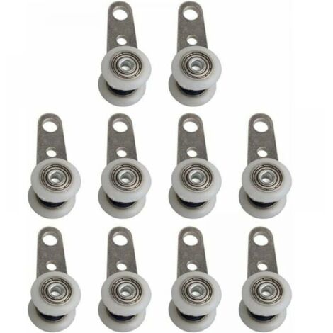 Lot De 10 Roulettes Pour Baies Vitrées Ou Portes Coulissantes - En Métal Et En Plastique - 4 X 1,9 Cm