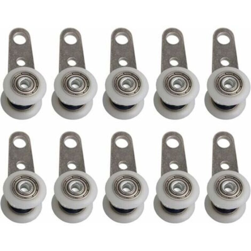 Lot De 10 Roulettes Pour Baies Vitrées Ou Portes Coulissantes - En Métal Et En Plastique - 4,5 X 1,9 Cm,