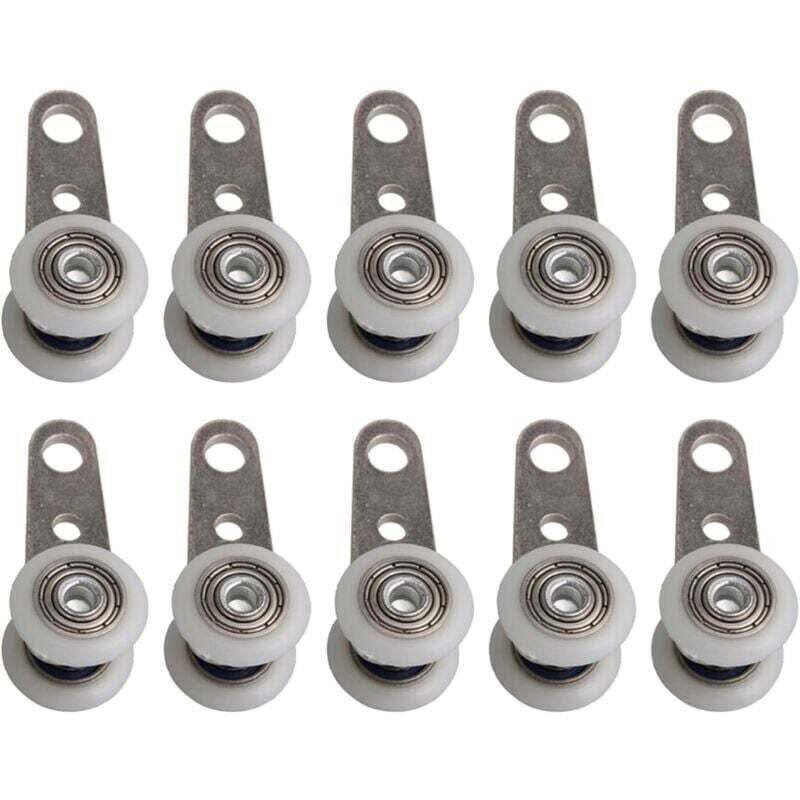 Lot de 10 roulettes pour baies vitrées ou portes coulissantes - en métal et en plastique - 4,5 x 1,9 cm