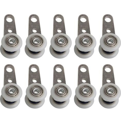 Lot De 10 Roulettes Pour Baies Vitrées Ou Portes Coulissantes - En Métal Et En Plastique - 4,5 X 1,9 Cm