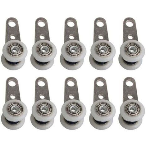 Lot De 10 Roulettes Pour Baies Vitrées Ou Portes Coulissantes - En Métal Et En Plastique - 4,5 X 1,9 Cm