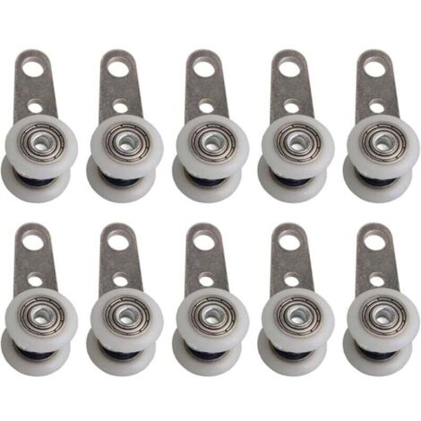 Lot de 10 roulettes pour baies vitrées ou portes coulissantes - en métal et en plastique - 4,5 x 1,9 cm