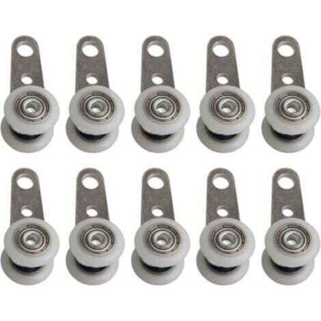 Lot De 10 Roulettes Pour Baies Vitrées Ou Portes Coulissantes - En Métal Et En Plastique - 4,5 X 1,9 Cm
