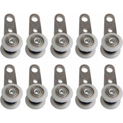 Lot De 10 Roulettes Pour Baies Vitrées Ou Portes Coulissantes - En Métal Et En Plastique - 4,5 X 1,9 Cm