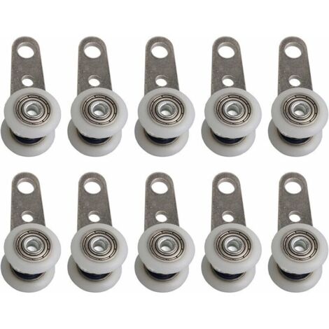 Lot De 10 Roulettes Pour Baies Vitrées Ou Portes Coulissantes - En Métal Et En Plastique - 4,5 X 1,9 Cm