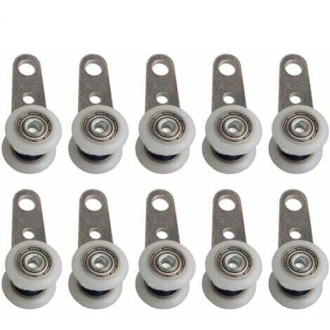 Lot de 10 roulettes pour baies vitrées ou portes coulissantes - en métal et en plastique - 4,5 x 1,9 cm