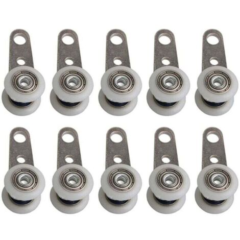 Lot De 10 Roulettes Pour Baies Vitrées Ou Portes Coulissantes - En Métal Et En Plastique - 4,5 X 1,9 Cm