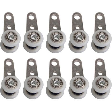 Lot de 10 roulettes pour baies vitrées ou portes coulissantes - en métal et en plastique - 4,5 x 1,9 cm